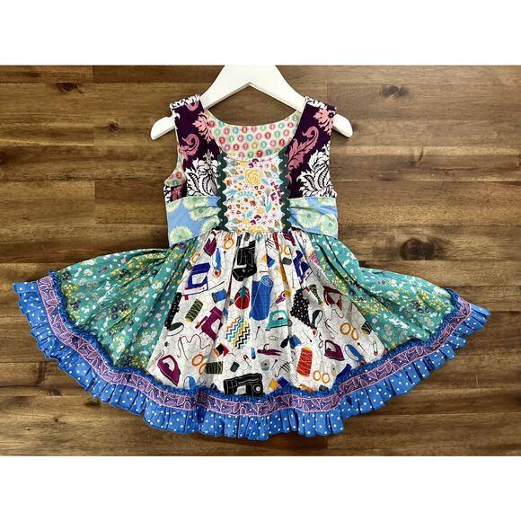 NEW Matilda Jane Platinum Sew It Seems Fancy Shasta Sleeveless Green Blue Dress - Picture 2 of 8